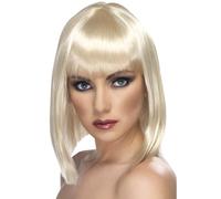 Perruque Glam Blonde Courte À Frange Pour Femme Adulte Costume Fantaisie Neuve