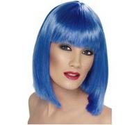 Perruque Glam Courte Avec Frange Bleu - Bleu bleu G