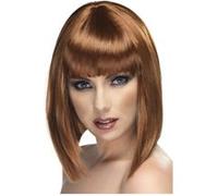 Perruque Glam Courte Avec Frange Marron - Chatain marron G