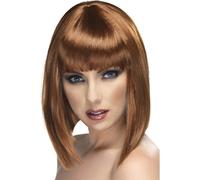 Perruque Glamour Droite Avec Frange Marron Pour Femmes Costume De Fête Halloween