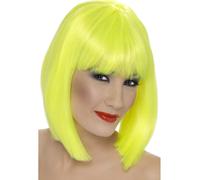 Perruque Glamour Femme Années 80 Néon Jaune Neuve