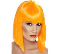 Perruque Glamour Femme Années 80 Néon Orange Pour Fête