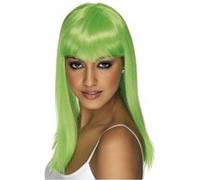 Smiffy's Perruque Glamourama – verte fluo, cheveux longs et lisses avec frange (Halloween)