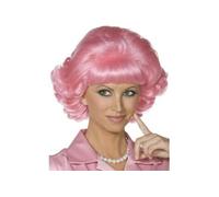 Smiffys Perruque Grease Frenchy, Rose, Court et frisé