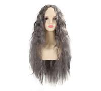 Perruque Grise Longue pour Femmes, Cheveux Synthétiques Longs, Doublure en Maille élastique Super Douce, Perruque Grise Ondulée élégante à Plein Volume