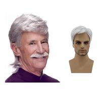 Perruque Grise, Perruque De Vieil Homme Aux Cheveux Courts Moelleux Et Réalistes, Cheveux Naturels Pour Hommes, Adaptés Aux Personnes Dâge Moyen Et Âgées