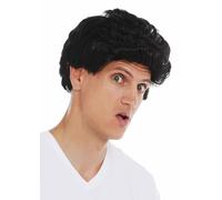Perruque Halloween Carnaval Homme Court Cool Ondulé Superbe 50er 60er Noir