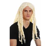 Perruque Halloween Carnaval Hommes Femmes Long Troué Tresses Blonde Viking