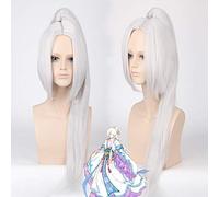 Perruque Halloween Fashion Christmas Party Dress Up Wig 80 cm Tigre Clip Prêle Argent Blanc Ancien Costume Simple Prêle Earthwork Années Trois Histoire Naturelle Lune Blanche Couleur : 037-2 (blanc