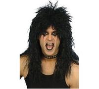 Smiffy's Perruque Bisou Noir Rockeur Alice Cooper 80s noire nuque longue Déguisement Halloween