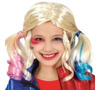 PERRUQUE HARLEY QUINN COUETTES COULEURS ENFANT