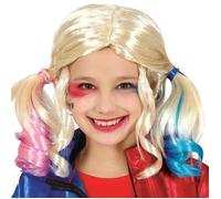 PERRUQUE HARLEY QUINN COUETTES COULEURS ENFANT Jaune