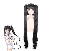 Perruque Hestia est-il mal d'essayer de ramasser des filles dans un donjon Hestia Cosplay Costume perruques cheveux longs noirs avec des queues de cheval à puce
