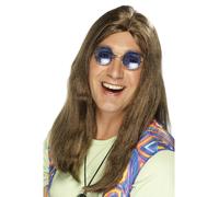 Perruque Hippie Brune Longue Adulte Neil Années 60 Accessoire Fantaisie Groovy
