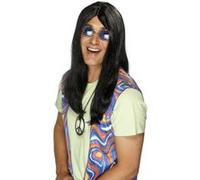 Perruque hippie noire adulte Taille Unique noire G