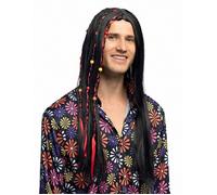 DEGUISE TOI - Perruque hippie noire homme - Taille Unique - Noir - Accessoires pour déguisement - - - Carnaval