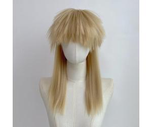 Perruque hippie synthétique jaune pour queue de loup Halloween synthétique | Pour une longueur moyenne polyvalente, audacieuse pour un look punk, pour un hippie fantaisiste pour une vibe
