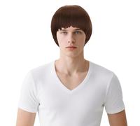 Perruque Homme Brune,Perruque Mode Homme années 60,Coiffure Synthétique pour Déguisements de Carnaval,Déguisement de Rock 'n' Roll,Carnaval,Fête à Thème