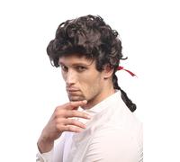 Perruque Homme Carnaval Baroque Poet Casanova Noble Tresse Marron Foncé