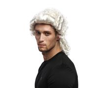 Perruque Homme Carnaval Baroque Renaissance Blanc Tresses Noble Lord