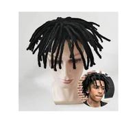 Perruque Homme Cheveux Courts Système de cheveux humains Unités 9" Dreadlock Hair Toupee Wig for hommes noirs Fine Mono Center PU autour de la prothèse capillaire for hommes, noir naturel Perruque pou