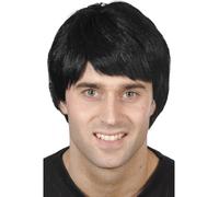 Perruque Homme Court Noir Accessoire Déguisement Garçon Bande 70s 80s