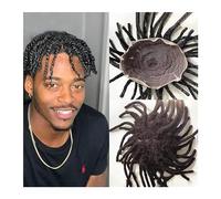Perruque Homme Dreadlock Full Lace Toupee Perruque for hommes noirs Mono Curly Male Hair Prothesis 8 × 10 "Afro Curly Hair System Unit Natural Black Human Hair Toupee for hommes Postiche Perruques pou