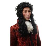 Perruque Homme Halloween Carnaval Baroque Renaissance Noble Noir Boucles Long