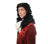 Perruque Homme Historique Renaissance Baroque Noble Noblesse Roi Boucles Noir