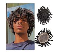 Perruque Homme Hommes Toupet Afro Kinky Curly Breadlocks Fine Mono NPU Base Hommes Toupet Naturel Noir Mâle Systèmes de Remplacement de Cheveux Humains Postiche Perruques pour Hommes