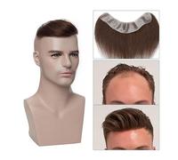 Perruque Homme Mens Hairline Toupee 1.5x7inch V-Shape Front Toupee Réel Cheveux Humains Postiche Frontal Full Pu Skin Base 6 "Toupet Hommes Postiche Perruques pour Hommes(Bleach Blonde)