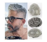 Perruque Homme Perruque de cheveux humains indiens Toupet for hommes Peau douce et fine Boucle en V Base en PU Prothèse de cheveux for hommes Vague Système de pièces de cheveux Unités # 1B65 (Noir cas