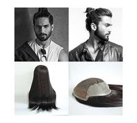 Perruque Homme Perruque Mens Hair Unit Toupee Natural Hairline 12-18 "Respirant Swiss Lace avec Pu Systèmes de remplacement de cheveux humains for la perte de cheveux Hommes Postiche Perruques pour Ho