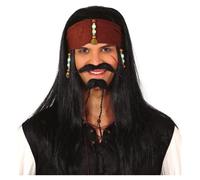 Perruque Homme Pirate des Caraibes - FIESTAS GUIRCA - Accessoire de Déguisement - Noir - Homme