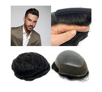 Perruque Homme Toupee for hommes 8X10 pouces Peau douce et fine PU avec dentelle suisse avant 6 "Système de remplacement de cheveux humains naturels Prothèse de cheveux masculins Pièce de cheveux Post
