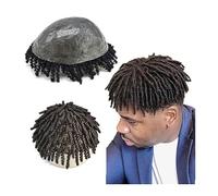 Perruque Homme Toupee for hommes Système de remplacement de cheveux humains Injecté PU Skin Mens Hairpiece 8 "X10" Prothèse masculine Durable PU Wig Hair Piece Unit Postiche Perruques pour Hommes(Jet
