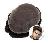 Perruque Homme Toupet en dentelle for hommes Base en dentelle française Systèmes de cheveux humains Prothèse capillaire masculine respirante Densité moyenne Postiches à vague naturelle for hommes Post