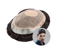 Perruque Homme Toupet for hommes Base en soie durable et dentelle respirante en PU attachée à la main Perruque masculine Vague Système de remplacement de cheveux humains Prothèse de cheveux masculins