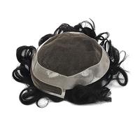 Perruque Homme Toupet for hommes Top en dentelle et PU autour des unités de système de cheveux Toupee Wave for hommes 130% Densité Invisible Hairline Lace Frontal Hairpieces Postiche Perruques pour Ho