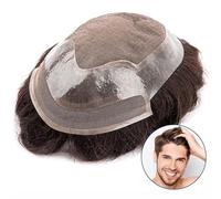 Perruque Homme Toupet for hommes Unité for hommes Perruques courtes Perruque avant en dentelle durable avec dessus mono et PU autour des systèmes de remplacement des cheveux Vague de cheveux humains T