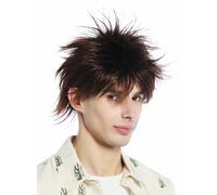 WIG ME UP - M-261-6T30 Perruque hommes femmes courte crêpée mèches rebelles années 80 rétro mélange brun châtain