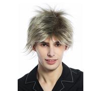 Perruque Hommes Femmes Court Perruque Wilde Mèches 80s Retro Blond Mix Perruque