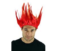 Perruque Hommes Femmes Halloween Feu Diable Démon Loki Cosplay Rouge Haut