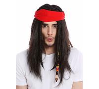 Perruque Hommes Pirate Foulard Dreadlocks Long Fou Brun Foncé