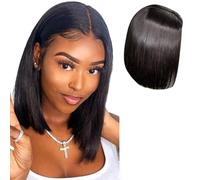 Perruque Human Hair, 14 pouces courte raide à cheveux humains noirs, perruque HD en dentelle de dentelle pré-cueillie pour les femmes noires.