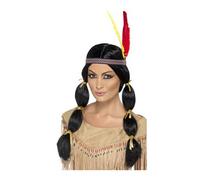 Perruque Indienne Avec Bandeau - Noir