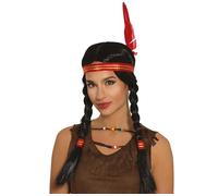 perruque indienne avec des tresses et un stylo