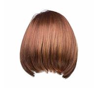 Perruque indienne noire brune pour fille - Cheveux courts et raides - Cheveux courts et lisses - Haute température - En soie - Pour femme (or, taille unique)