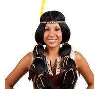 perruque indienne winona bandeau plume femme - 86394 Noir G