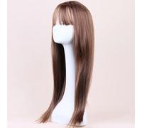 Perruque Japonaise Femme Cheveux Longs Et Raides Perruque Naturelle Noire Longue Frange D'Air Droite